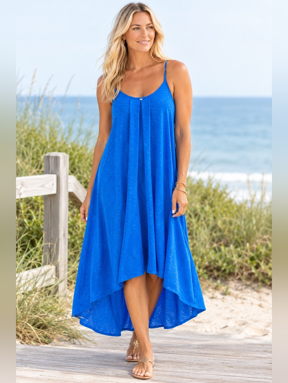 Lanston Azure Blue High Low Maxi Sundress Size Small NWT